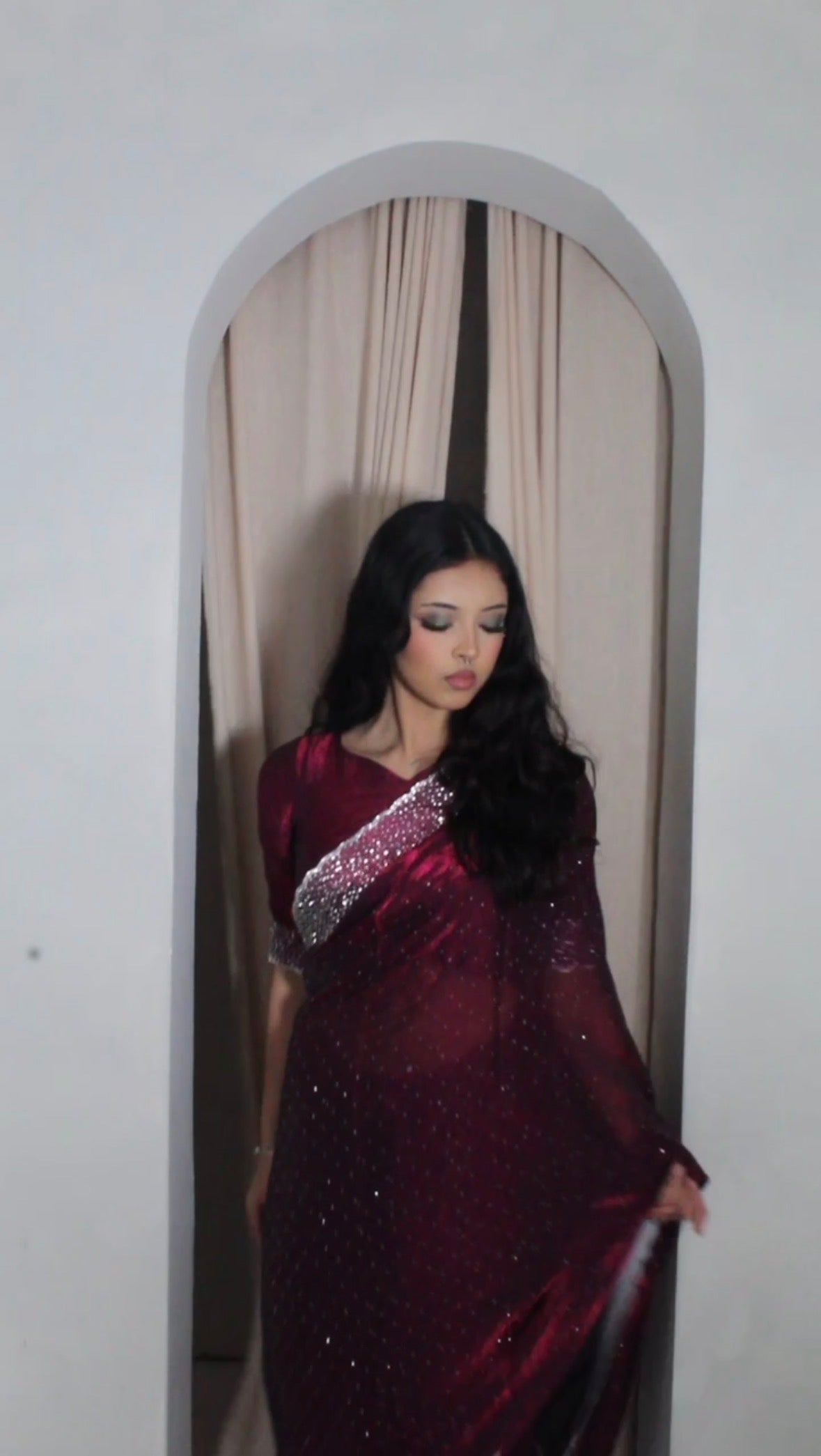 Elegant two toned janan silk saree